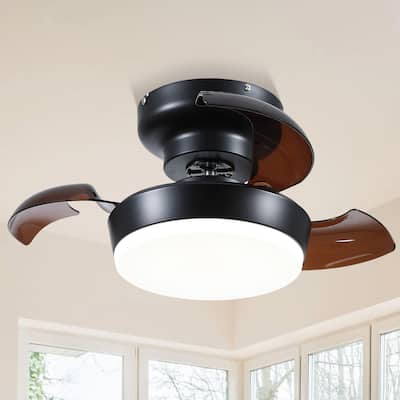 24" Small Ceiling Fan with Light and Remote,Retractable Blades,Small Fan Light for Bedroom,Closet,Bathroom - 13 Inches