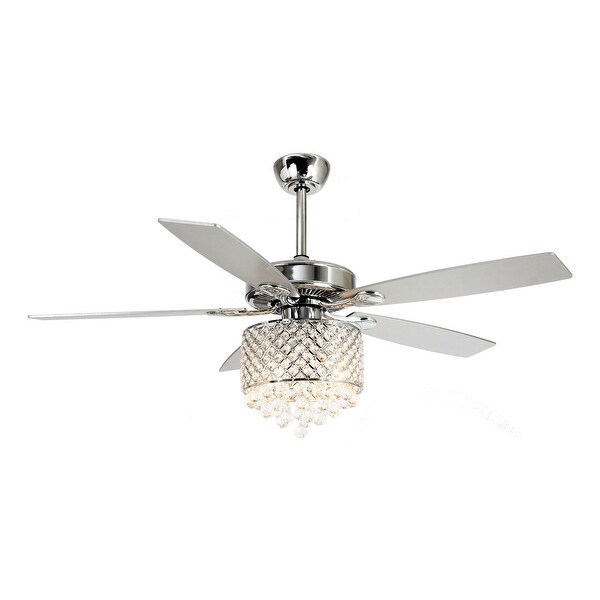 Shop 52-inch Chrome LED Crystal 5-Blades Chandelier ...