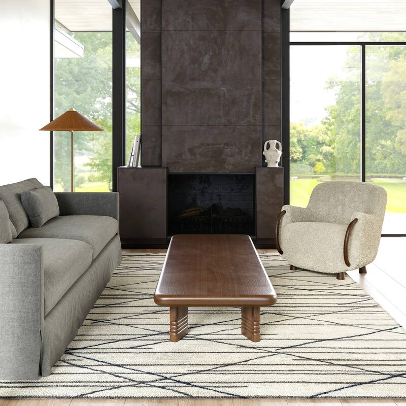 Pick-Up-Sticks Machine Washable Wool Area Rug - 5' x 8' - Ivory - Rectangle