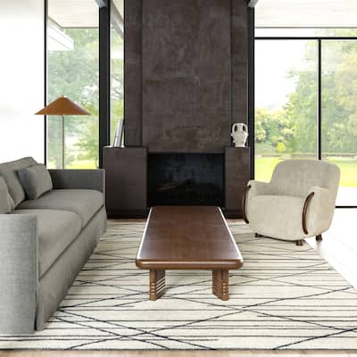 Pick-Up-Sticks Machine Washable Wool Area Rug