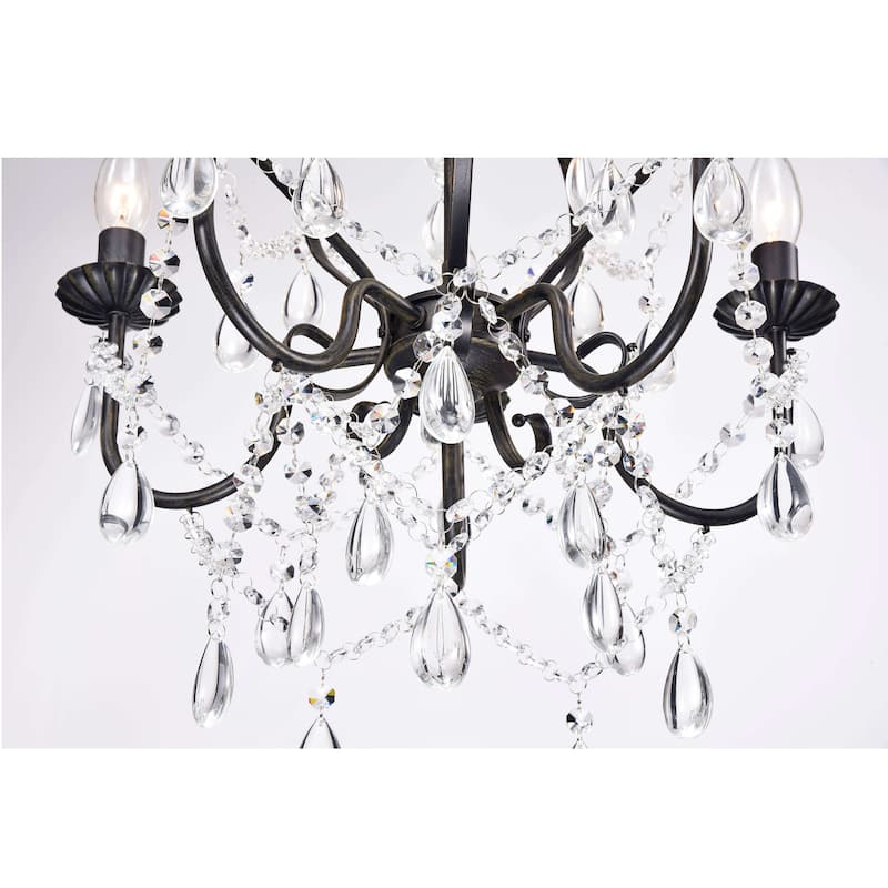 Bethany 5-Light Iron and Crystal Candle Chandelier
