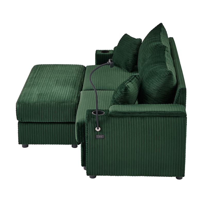 Modern Upholstered Sofa with A Movable Ottoman