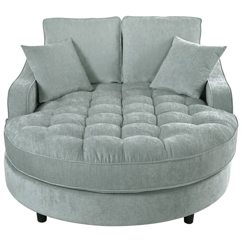 55" Modern Chaise Lounge Sofa Bed Upholstered Sofa Couch with Tufted Seat and Detachable Pillows for Living Room