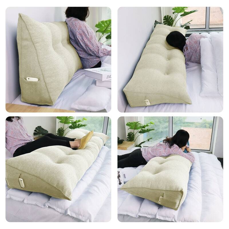 WOWMAX Headboard Wedge Reading Pillow Back Support Linen
