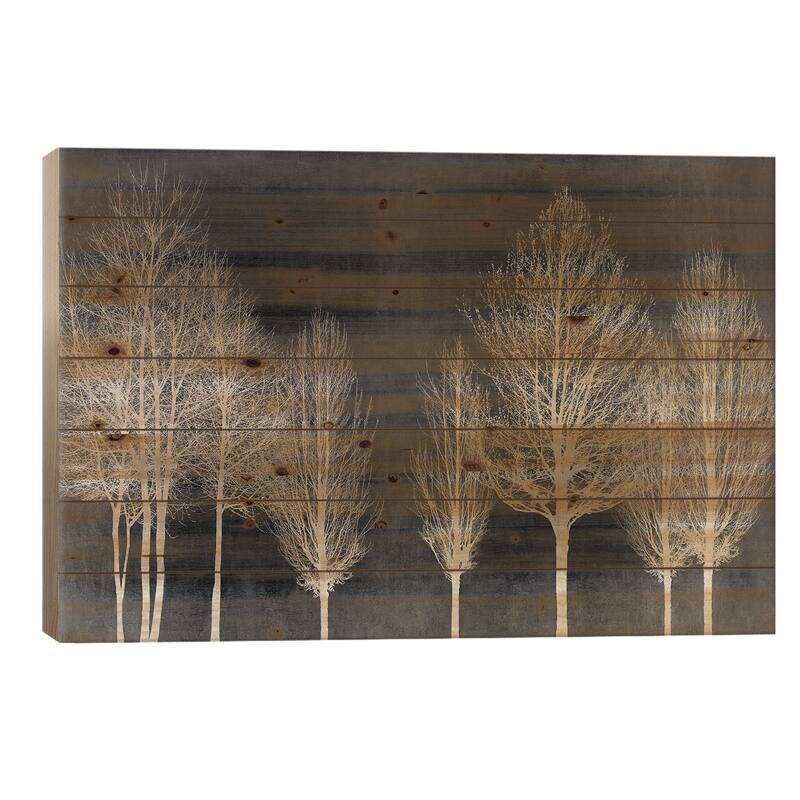 Trees On Dark Gray Print On Wood by Kate Bennett - Multi-Color - 18x26x1.5