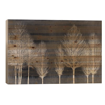 Trees On Dark Gray Print On Wood by Kate Bennett - Multi-Color