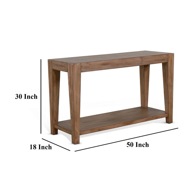 Yael Sofa Table, Tapered Legs, 50 Inch Rectangular Top, Light Brown