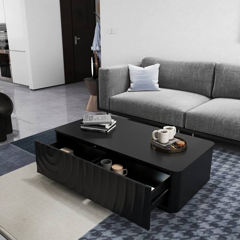 47" Rectangle Coffee Table With Storage Classic Square Spiral Grain Coffee Tables For Living Room Coffee Table With 2 Drawers