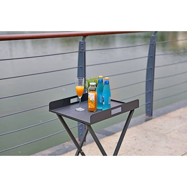 Gray Aluminum Indoor Outdoor Tray Table