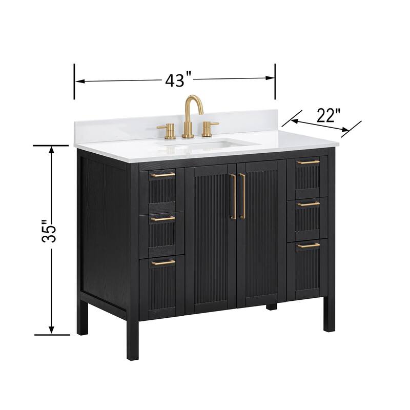 Avanity LUKA-VS43-WT Luka 42" Free Standing Single Basin Vanity Set