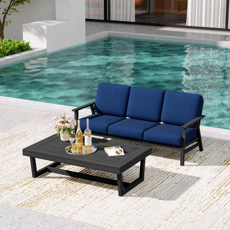2-Piece Teak Outdoor Sofa Set with Table