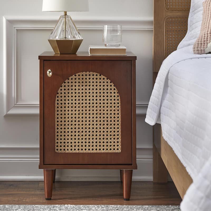 Lifestorey Taylor Nightstand with Natural Cane - Walnut