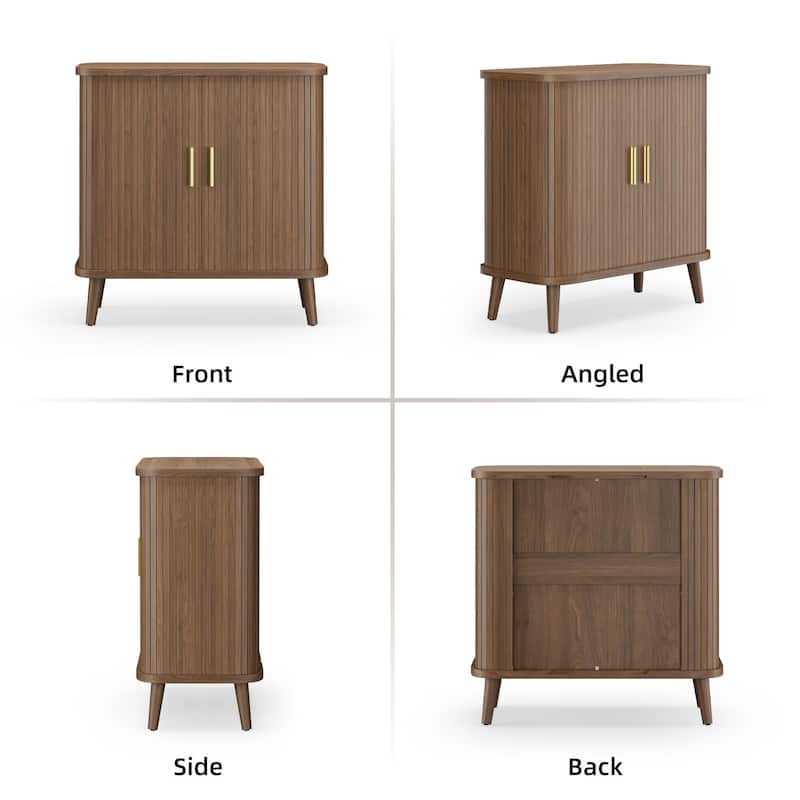 31" Sideboard Buffet Cabinet with 2 Sliding Tambour Doors and Adjustable Shelves