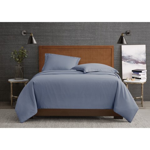 London Fog Garment Wash Solid 3 Piece Duvet Cover Set