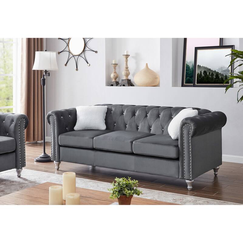 Velvet Multiple Cushions sofa with 3 seats
