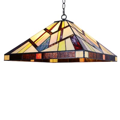 Tiffany-Style Mission Design 2-light Blackish Bronze Hanging Pendant