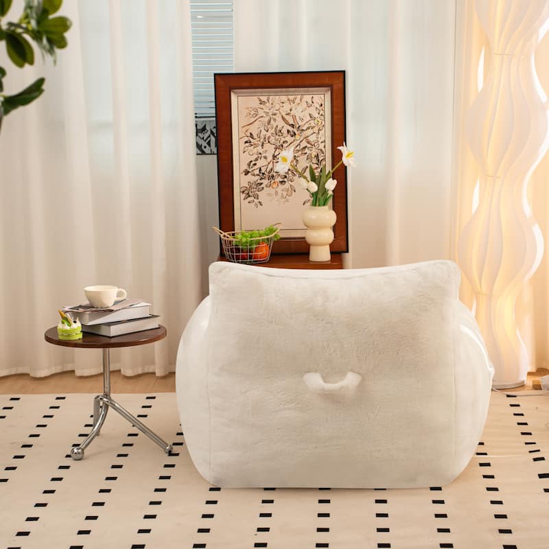 Faux Fur Bean Bag Chair with Back Support, High-Density Shredded Foam Filler, and Versatile Design