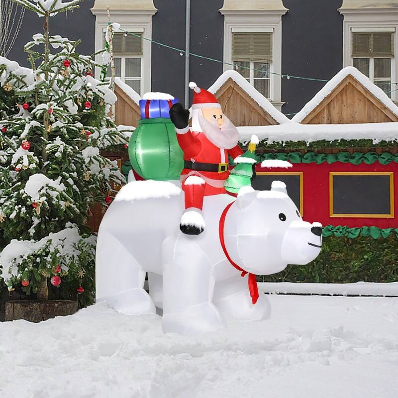 LED Lights Santa Claus Rides Polar Bear Garden Santa Claus Decoration