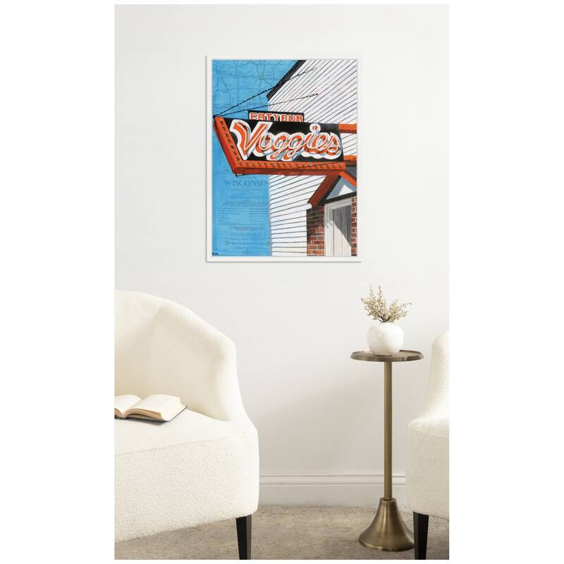 Kate and Laurel Veggies by Krista V. Allenstein Framed Canvas Wall Art Print