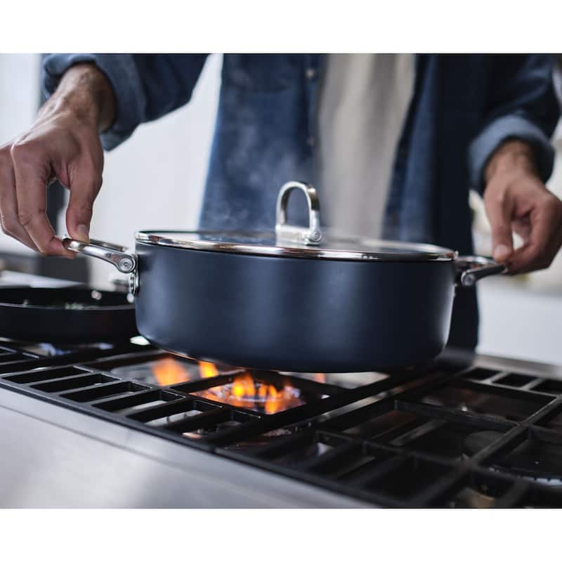 Joseph Joseph Space Ceramic Non-Stick 5 Qt. Shallow Casserole with Folding Handles and Lid