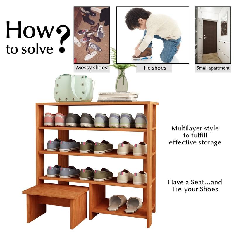 HELLO LAURA Modern Espresso Finish MDF Wood Storage Shoe 3 Shelves Storage Rack