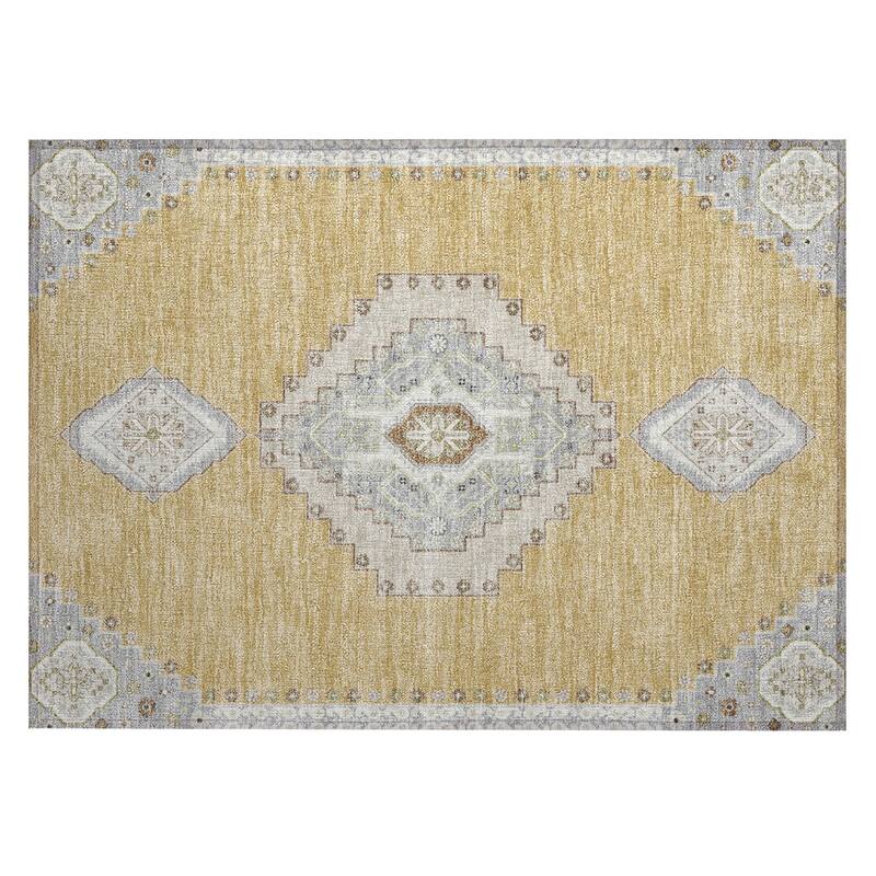 Machine Washable Indoor/ Outdoor Boho Traditional Chantille Rug