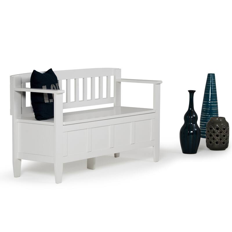 WYNDENHALL Riverside SOLID WOOD 48 inch Wide Contemporary Entryway Storage Bench - 20 inch wide - White