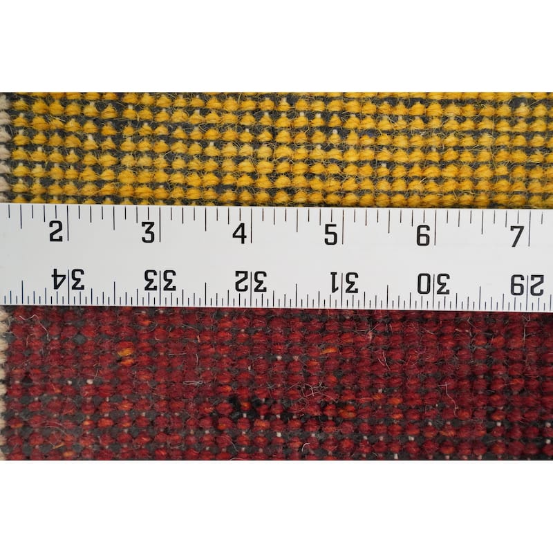Hand Knotted Oriental 100% Wool Carpet Modern Geometric Multi-Colored Gabbeh Area Rug - 6' 7'' X 4' 9''