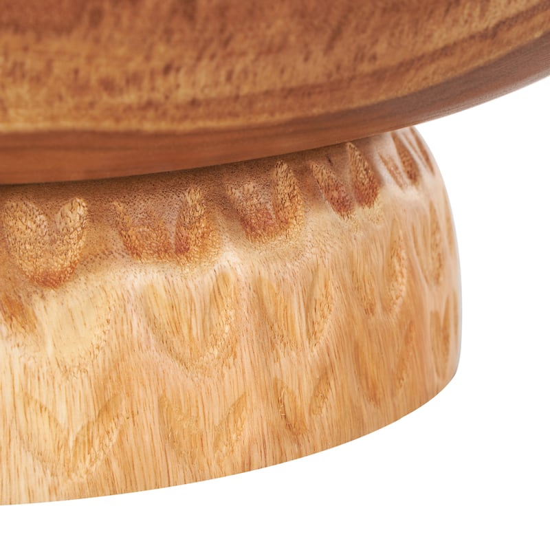Teak Wood Handmade Decorative Bowl with Elevated Base - Brown - Roche River Decor - 17"W x 17"L x 6"H