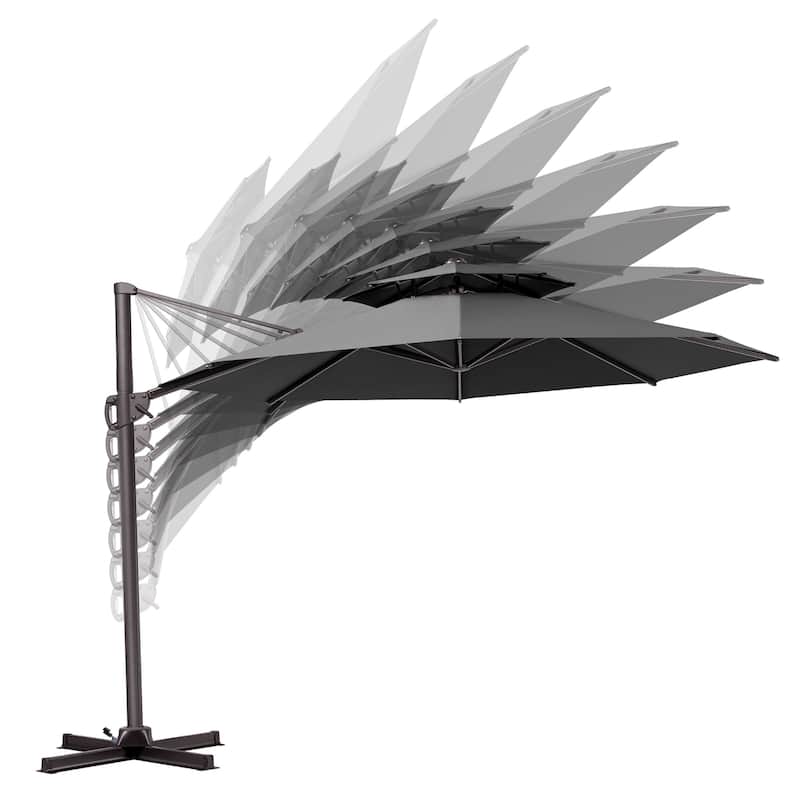 VredHom 11.5FT Dual Wind Vent Offset Cantilever Canopy Patio Umbrella