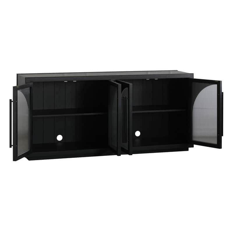 Spruce & Spring Modern American Black Oak Sideboard, Stylish Storage Buffet Cabinet for Dining & Living Room