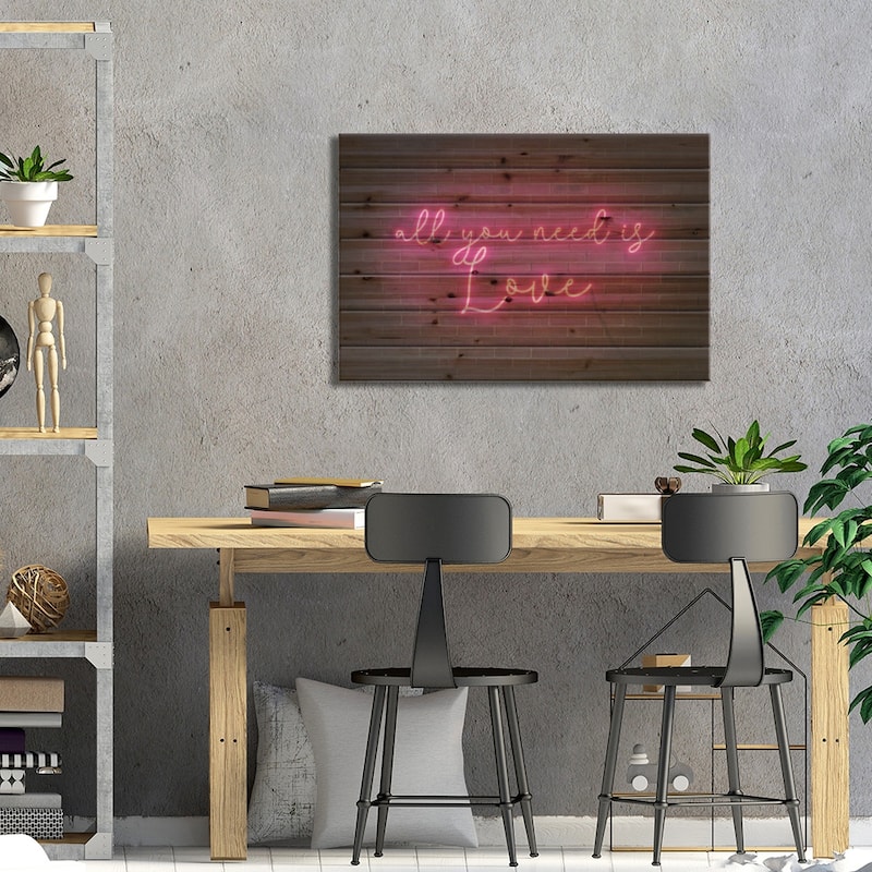 Neon Love I Print On Wood by Grace Popp - Multi-Color