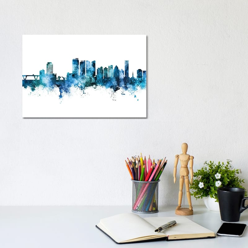 iCanvas "Fort Lauderdale Skyline Blue Teal" by Michael Tompsett Canvas Print - 8x12x0.75