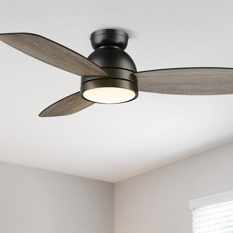 CARRO Cerus 44" 3-Blade Indoor Ceiling Fan with Light and Remote Control - Black/Walnut&Wooden
