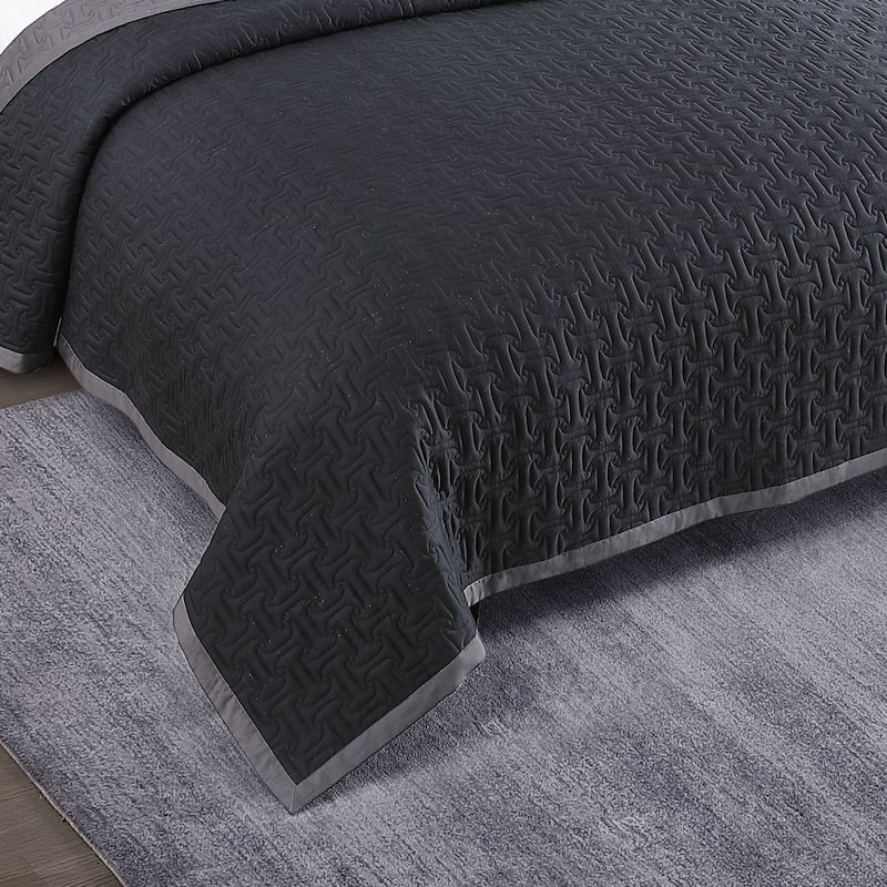 Bebejan 100% Cotton Sateen 3 Piece Textured Quilted Coverlet Set