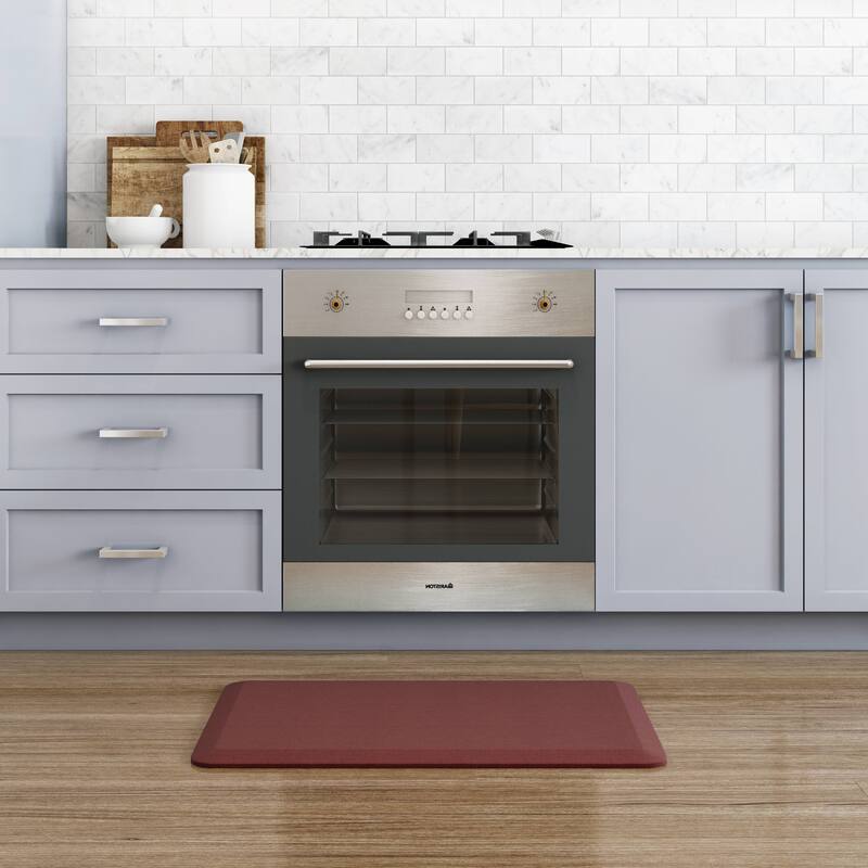Designer Comfort Grasscloth Anti-fatigue Kitchen Mat - 1'8" x 2'8" - Crimson