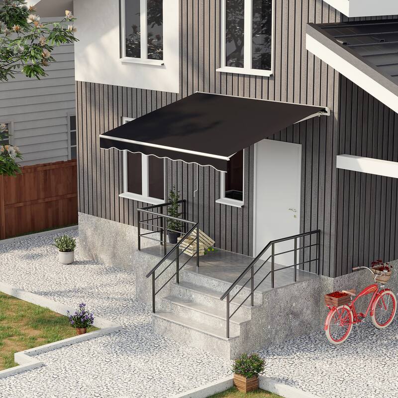 Outsunny 10' x 8' Electric Awning, Retractable Awning, UV Protection Sun Shade Shelter with Remote Controller - Black