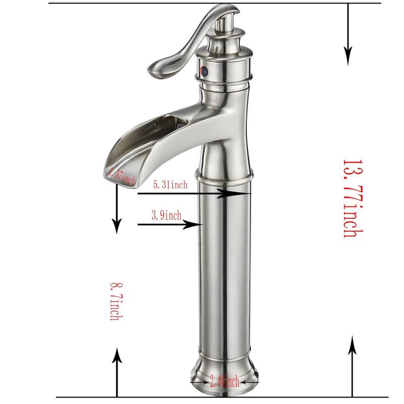 Waterfall Bathroom Vessel Faucet With Drain Assembly Single Handle Bathroon Vessel Sink Faucets One Hole Basin Vanity High Taps