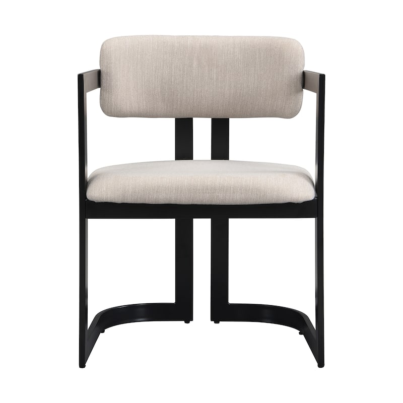 Upholstered Dining Chairs Set of 2, Fabric Armchairs with Metal Frame,