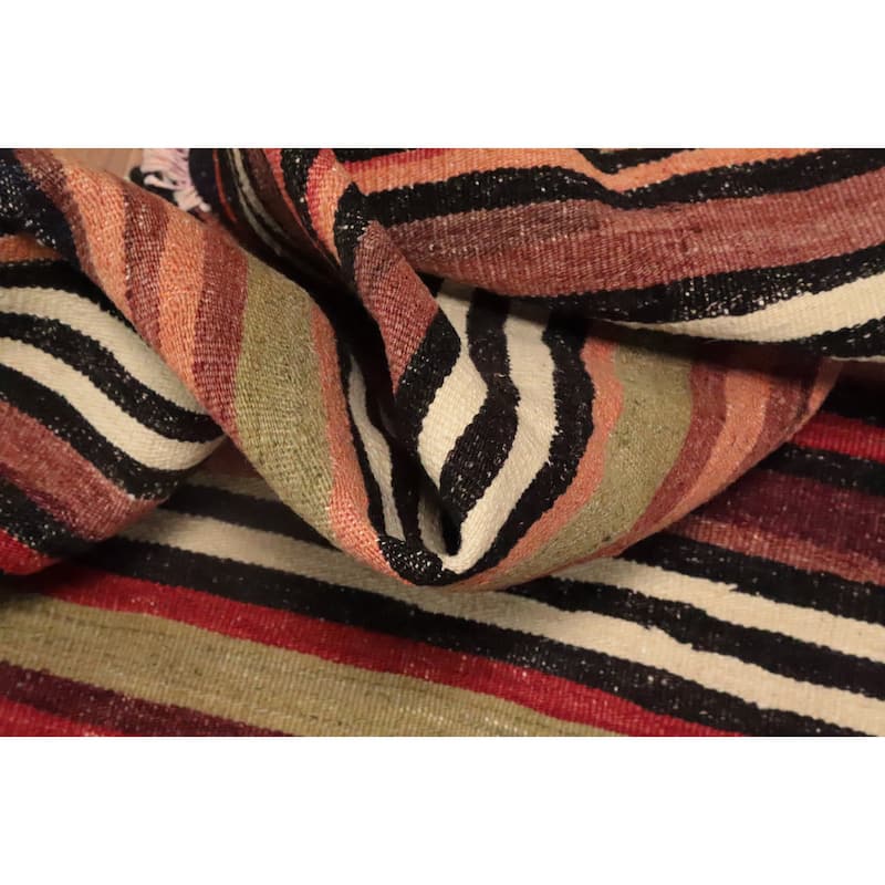 Hand Woven Oriental 100% Wool Carpet Southwestern Tribal Multi-Colored Kilim Area Rug - 9' 3'' X 4' 11''