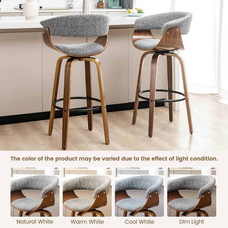 Glitzhome Modern 3-Piece Wooden Swivel Bar Stools & Height Adjustable Pub Table Set