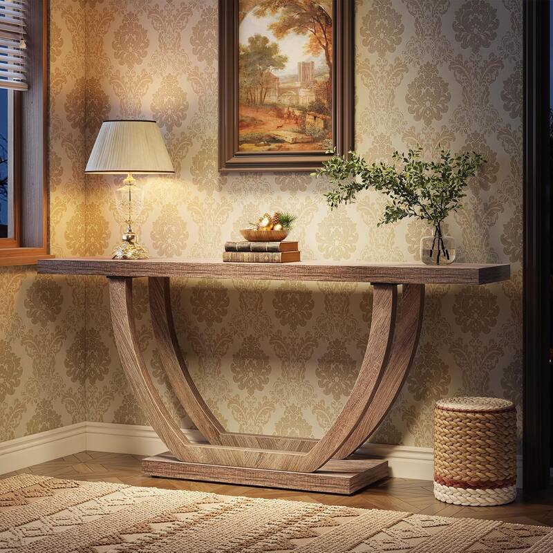 Farmhouse Console Sofa Table, 63 Inches Wood Entryway Table