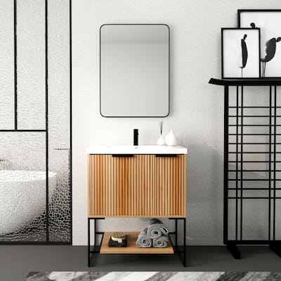 30 Inch Freestanding Bathroom Vanity With Resin Basin,30x18