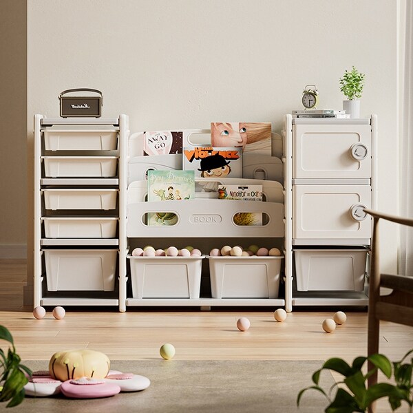 Kids Toy Storage Organizer 8 storage cabinet Removable Toy Bins 4 Tier Book organizers Storage and 2 cabinet storage Bed Bath Beyond 42073732