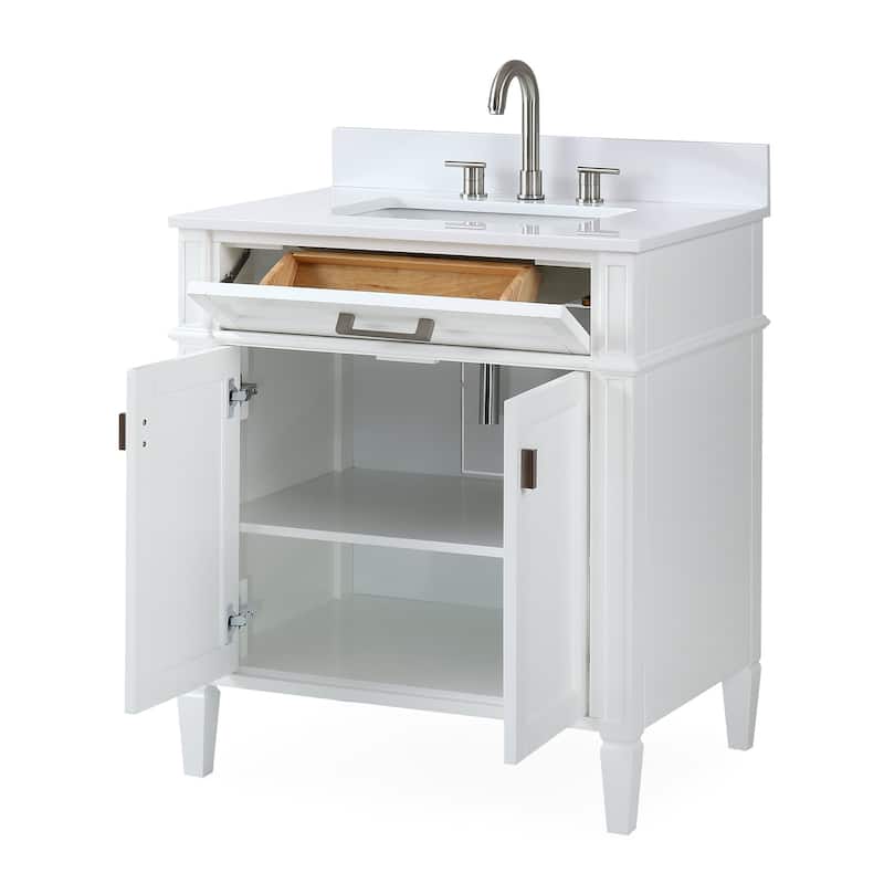30 Inch Durand Modern Bathroom Sink Vanity with Stone Counter Top