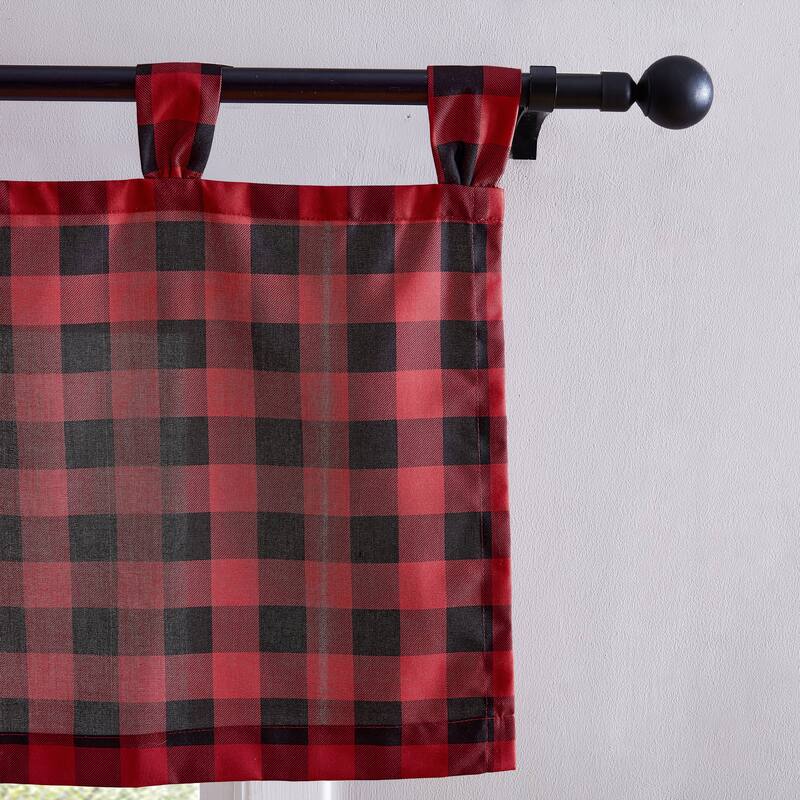 Eddie Bauer Mountain Plaid Red Tab Top Window Valance - 50 x 20