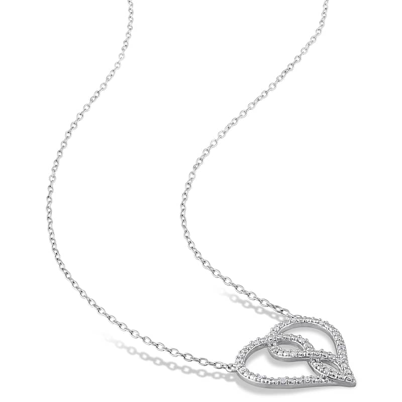 Miadora Sterling Silver 1/10ct TDW Diamond Heart Infinity Necklace