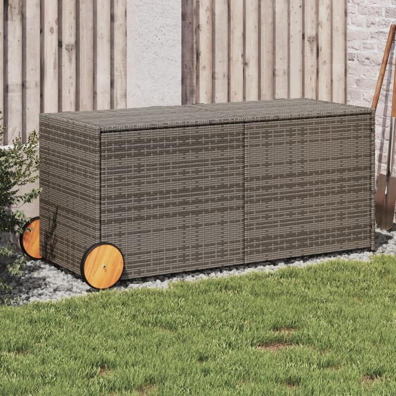 vidaXL Patio Storage Box Poly Rattan 70.9"x35.4"x27.6" Gray - Grey 2