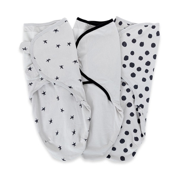 slide 2 of 2, Ely's & Co. Baby Adjustable Swaddle Blanket - 3 Pack 0-3 Months - Grey