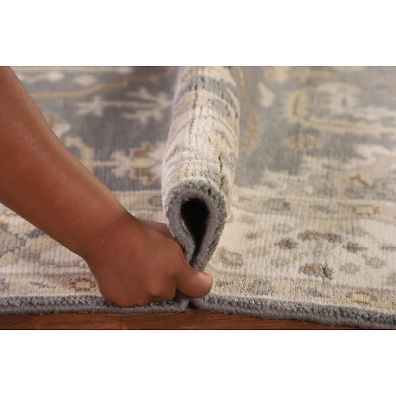 Gray Oushak Oriental Area Rug Handmade Floral Wool Carpet - 3'11" x 6'0"